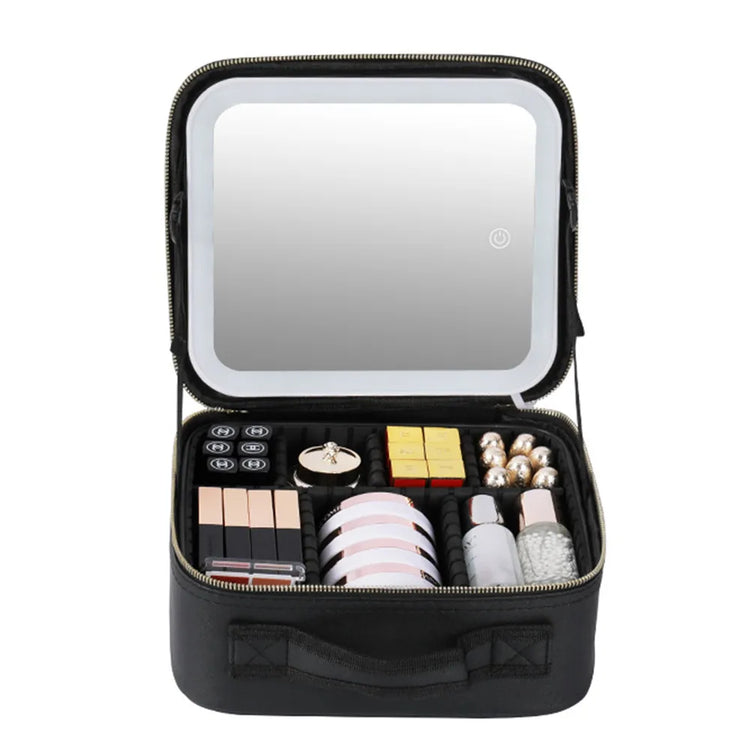 Deluxe Travel Makeup Bag Portable Cosmetics Two-Level Beauty Case with LED Mirror-Keep Melbourne Marvellous Official Store