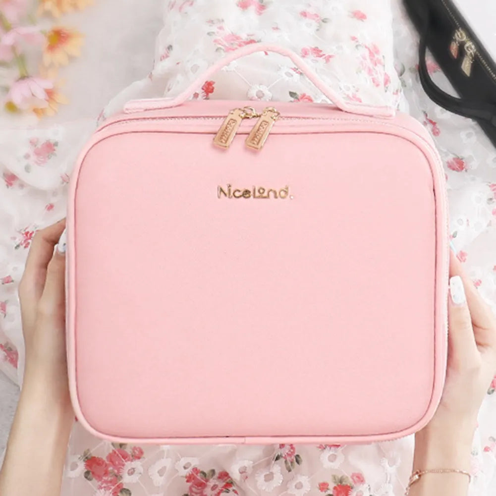 Deluxe Travel Makeup Bag Portable Cosmetics Beauty Case with LED Mirror