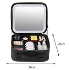 Deluxe Travel Makeup Bag Portable Cosmetics Beauty Case with LED Mirror