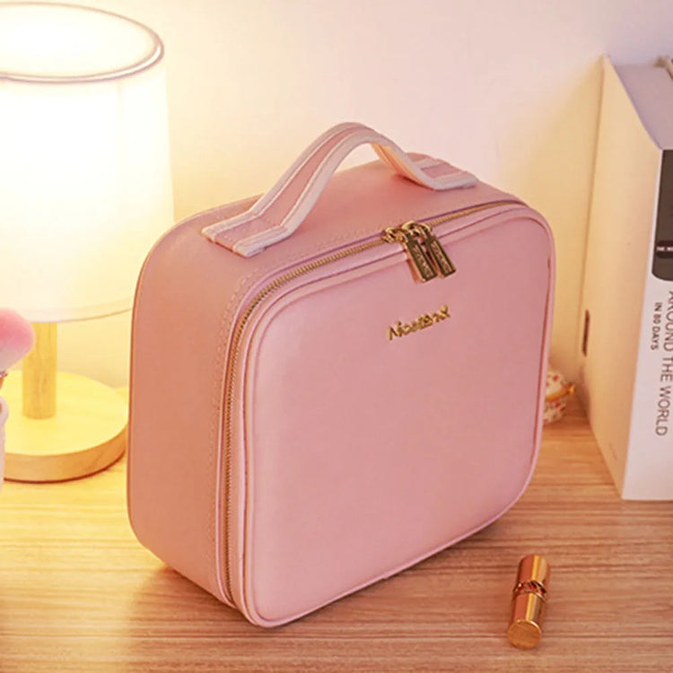 Deluxe Travel Makeup Bag Portable Cosmetics Two-Level Beauty Case with LED Mirror-Keep Melbourne Marvellous Official Store