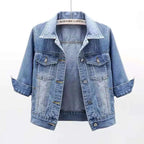 Denim Jacket Jeans Casual Top Plus Sizes Women's