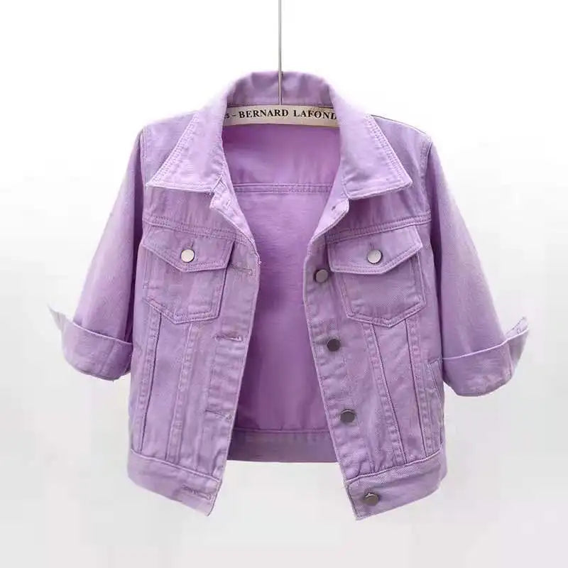 Denim Jacket Jeans Casual Top Plus Sizes Women's