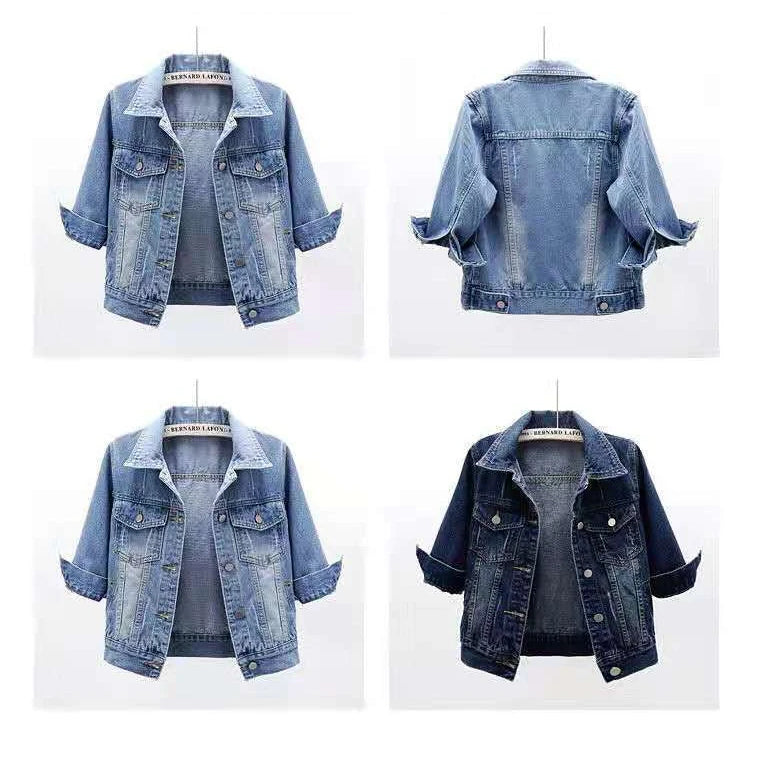 Denim Jacket Jeans Casual Top Plus Sizes Women's
