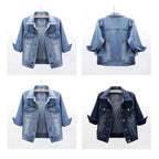 Denim Jacket Jeans Casual Top Plus Sizes Women's