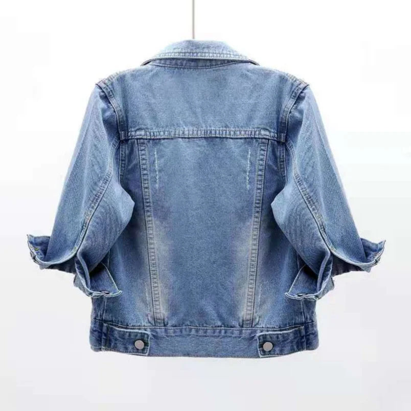 Denim Jacket Jeans Casual Top Plus Sizes Women's