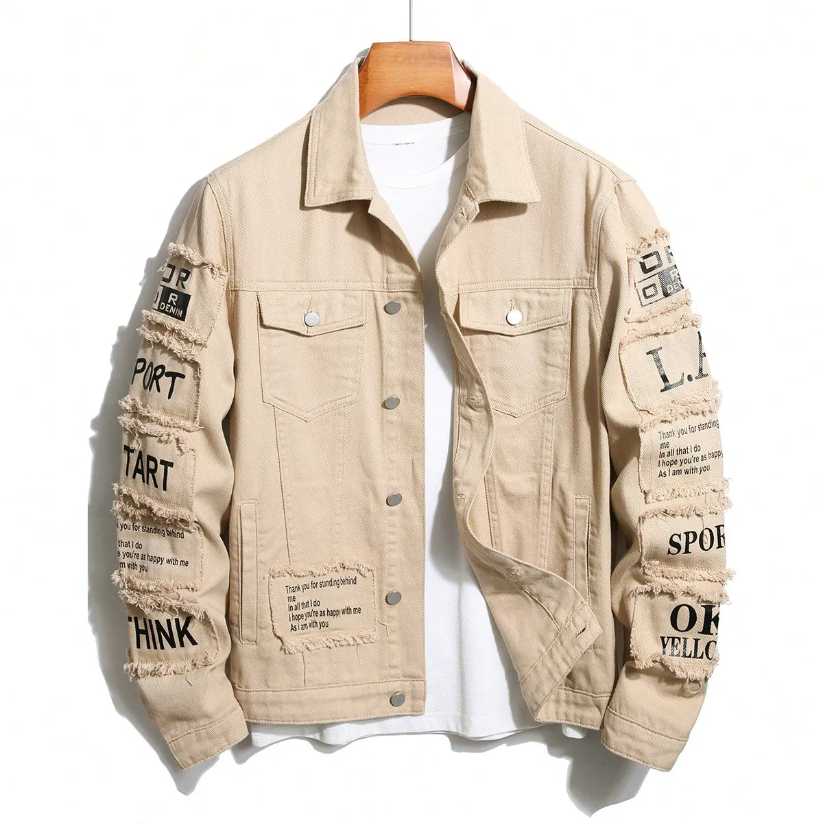Denim Jeans Fashion Jacket With Patches Choose To Be Kind