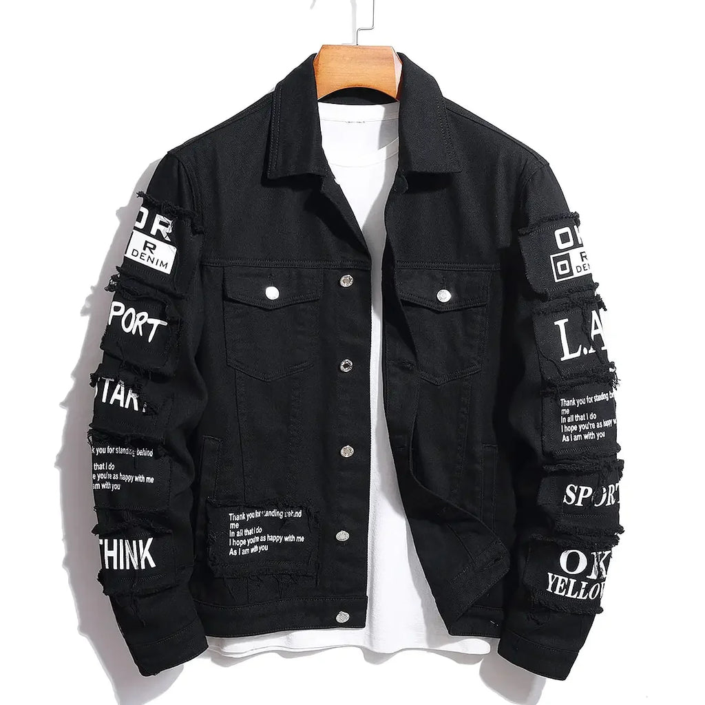 Denim Jeans Fashion Jacket With Patches Choose To Be Kind