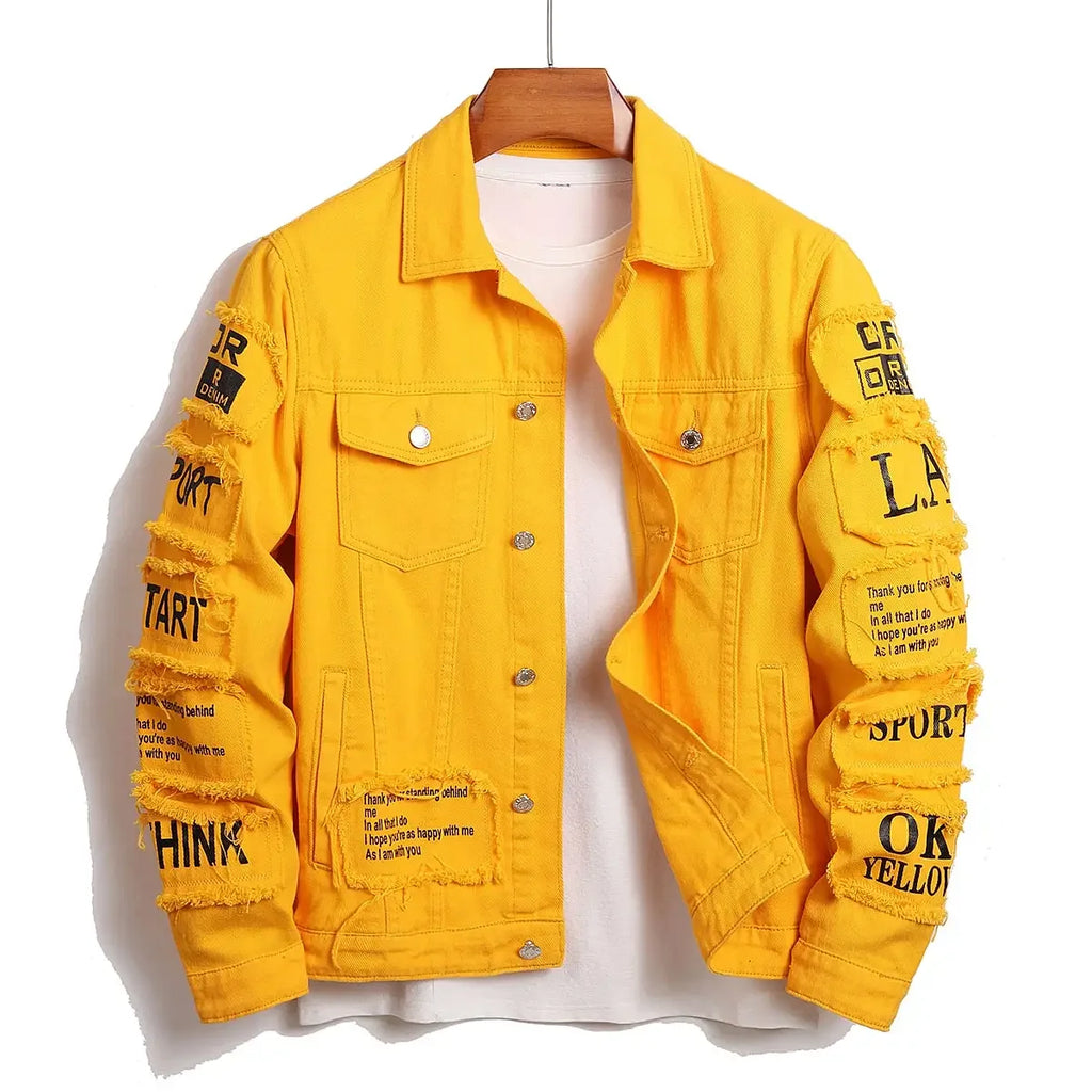 Denim Jeans Fashion Jacket With Patches Choose To Be Kind