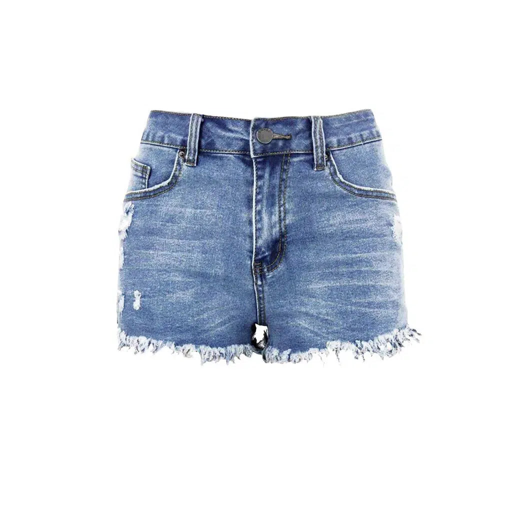 Denim Shorts Ripped Jorts Frayed Hem Distressed Women's