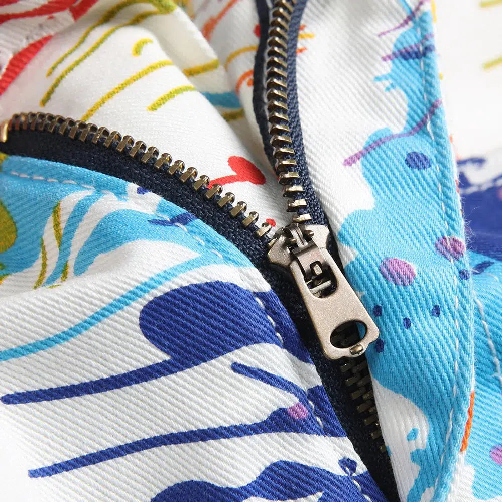 Denim Summer Shorts Messy Painting Artist Splattered Paint