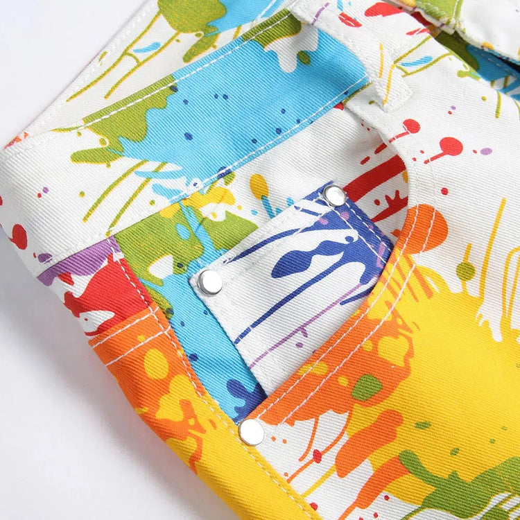 Denim Summer Shorts Messy Painting Artist Splattered Paint-Keep Melbourne Marvellous Official Store