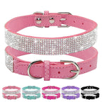 Dog Collar With Studded Diamonds Gangsta Bling Comfy Suede Fibre Small Medium Cats