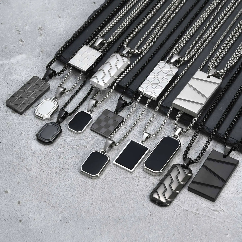 Dog Tag Pendant Necklaces Stainless Steel Military Style