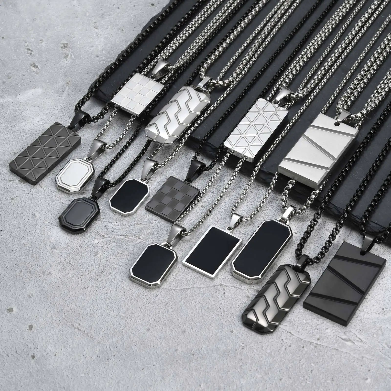 Dog Tag Pendant Necklaces Stainless Steel Military Style