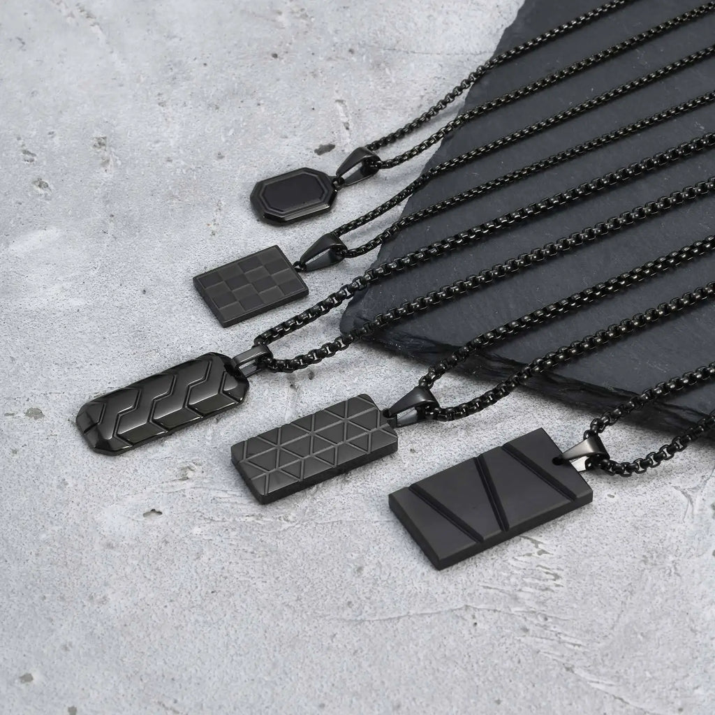 Dog Tag Pendant Necklaces Stainless Steel Military Style