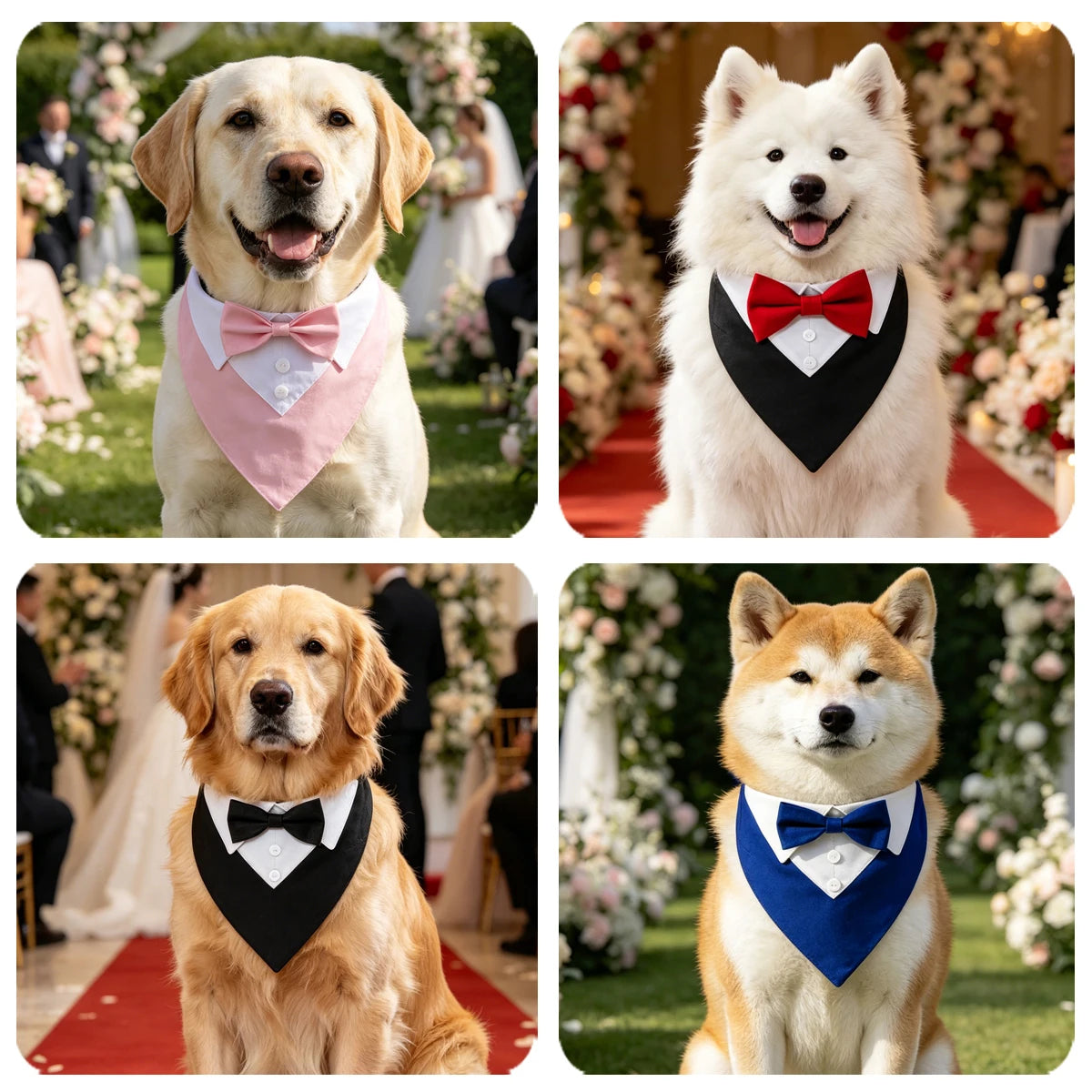 Bow Tie Dog Collar Tuxedo Bandana Adjustable Dress-up Party Costume