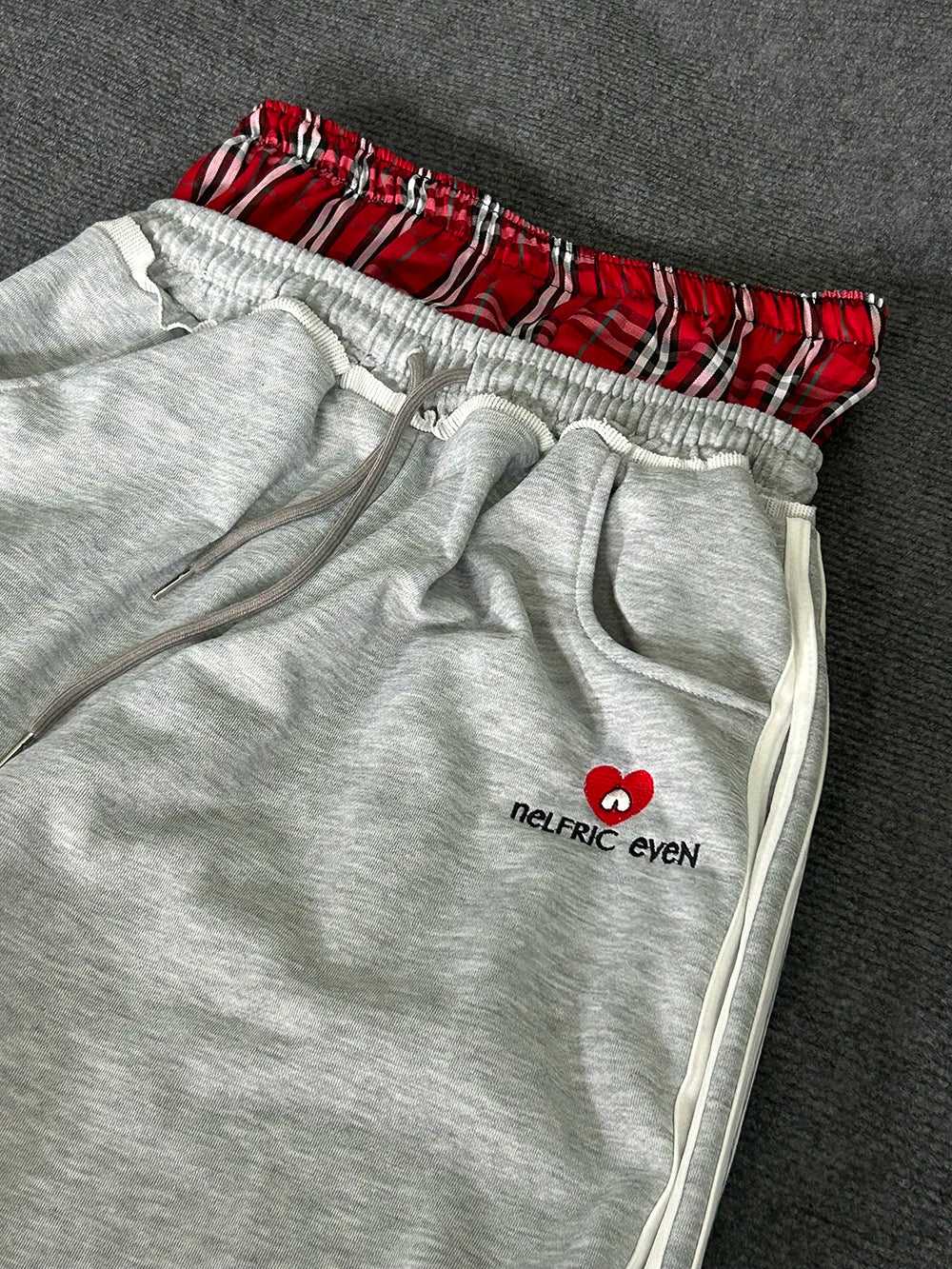 Double Layer Waist Baggy Sweatpants Retro Loose With Boxer Shorts