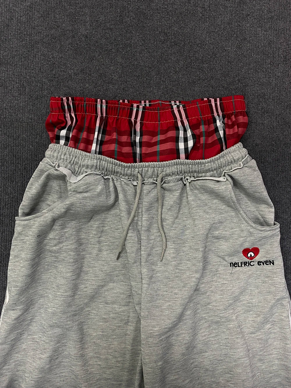 Double Layer Waist Baggy Sweatpants Retro Loose With Boxer Shorts