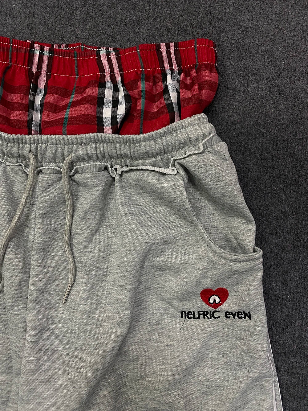 Double Layer Waist Baggy Sweatpants Retro Loose With Boxer Shorts