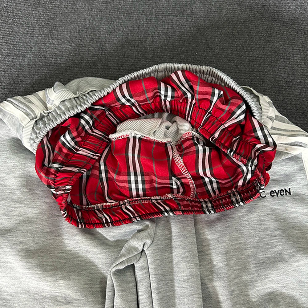 Double Layer Waist Baggy Sweatpants Retro Loose With Boxer Shorts