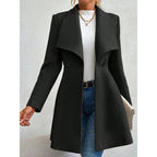 Le Coat Women's French Lapels Mid Length Overcoat Cinched Waist