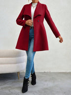 Le Coat Women's French Lapels Mid Length Overcoat Cinched Waist
