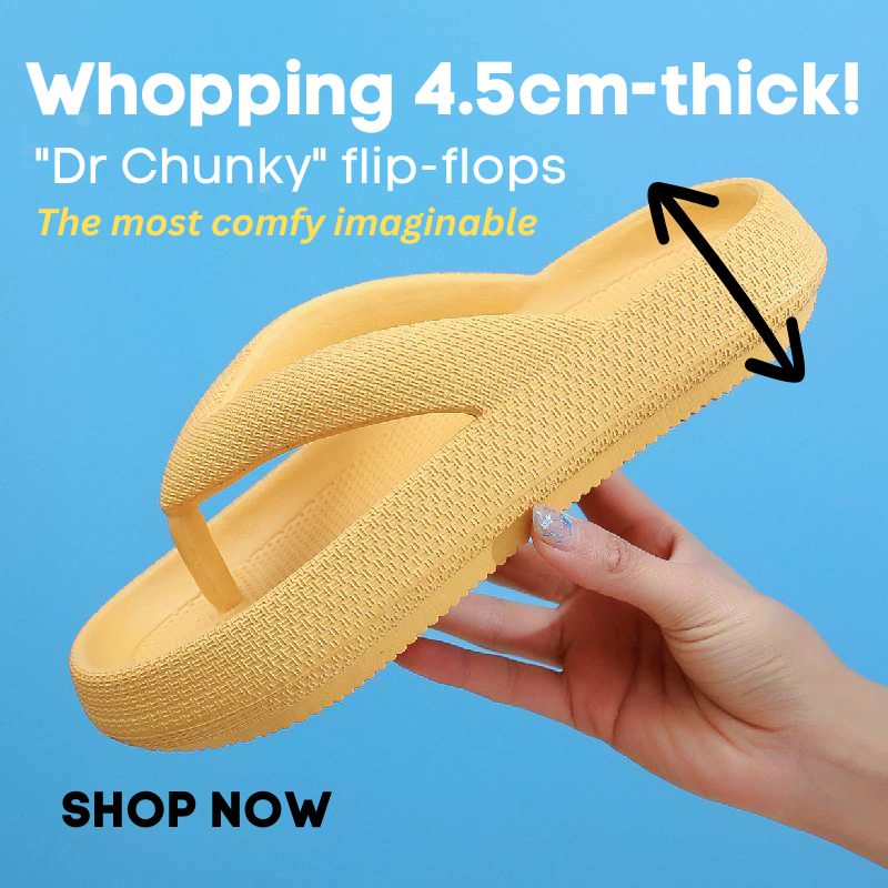 Thick Beach Thongs Bindii Proof Flip Flops 4.5cm Chunky Cloud-Soft