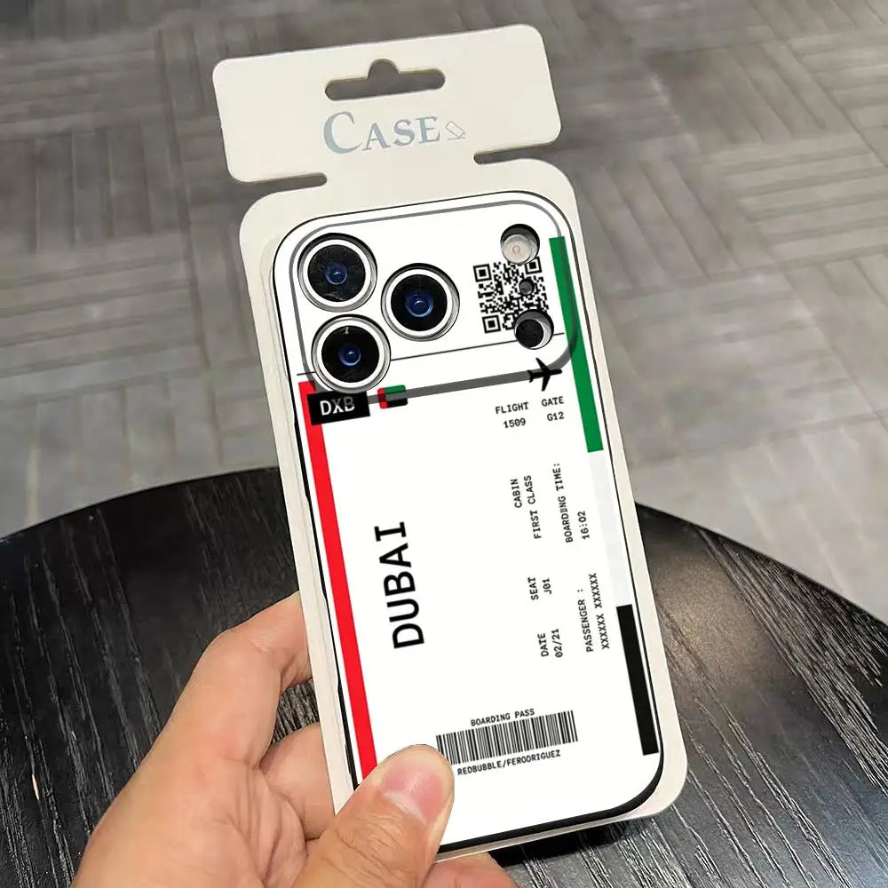 Plane Ticket Phone Case Boarding Pass For iPhone Silcone Cover