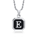 Name Initial Personalised Necklace A-Z Square Stainless Steel Pendant