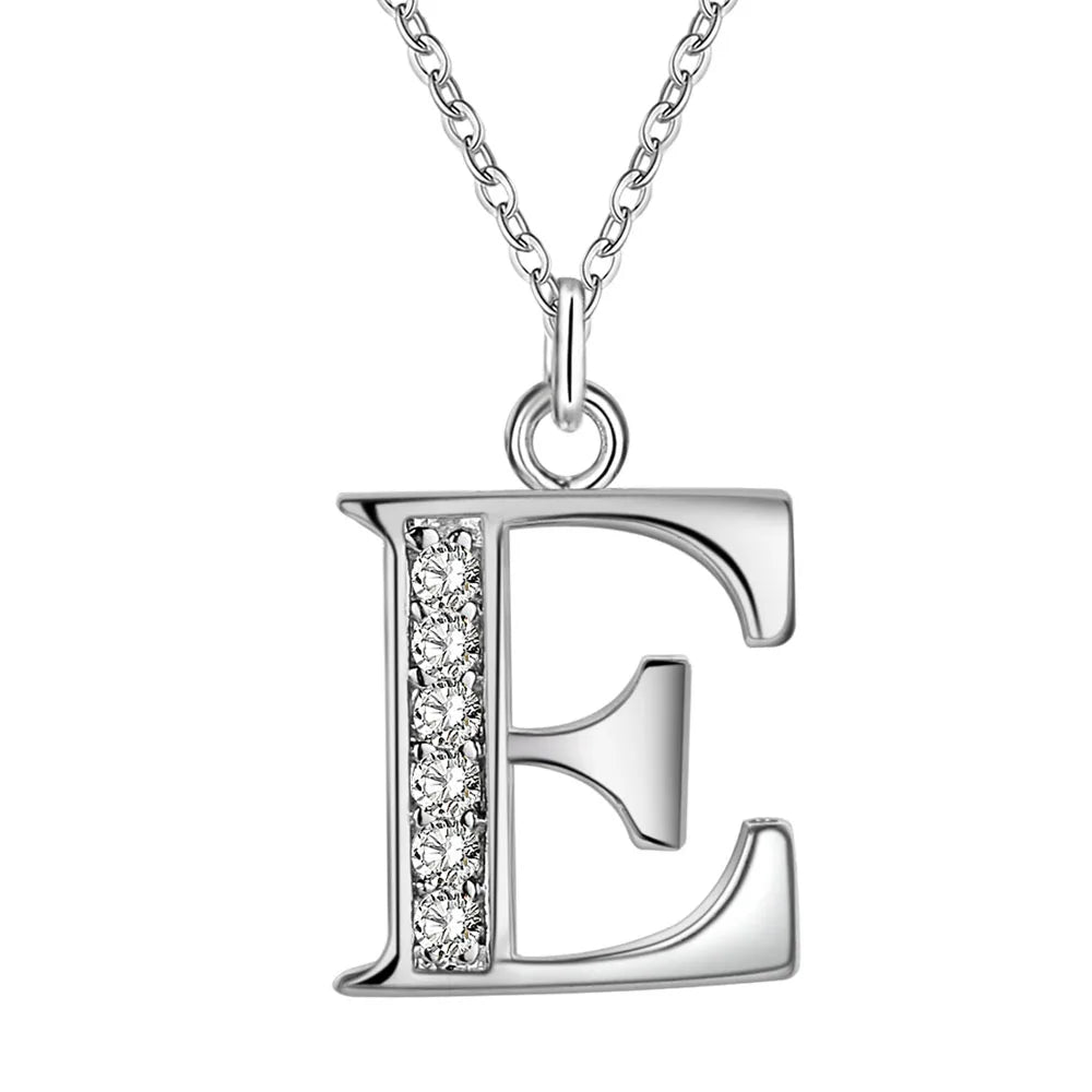 Letters Sterling Silver Necklace Pendant Name Initial