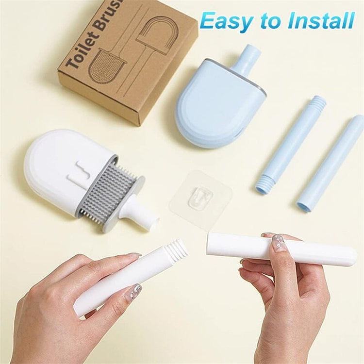 New Style Toilet Brush Set - Flexible Silicone Design Floor or Wall-Mounted