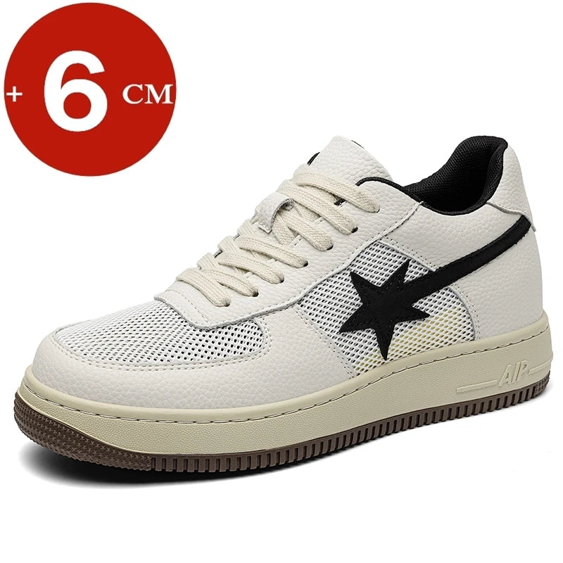 6cm Elevator Shoes Leather Height Increase Platform