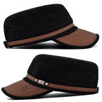 Embroidered Flat Cap Vintage Military Cadet Design – Unisex Adjustable