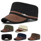 Embroidered Flat Cap Vintage Military Cadet Design – Unisex Adjustable