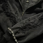Vine Embroidered Hoodie Gothic Washed Y2K Streetwear