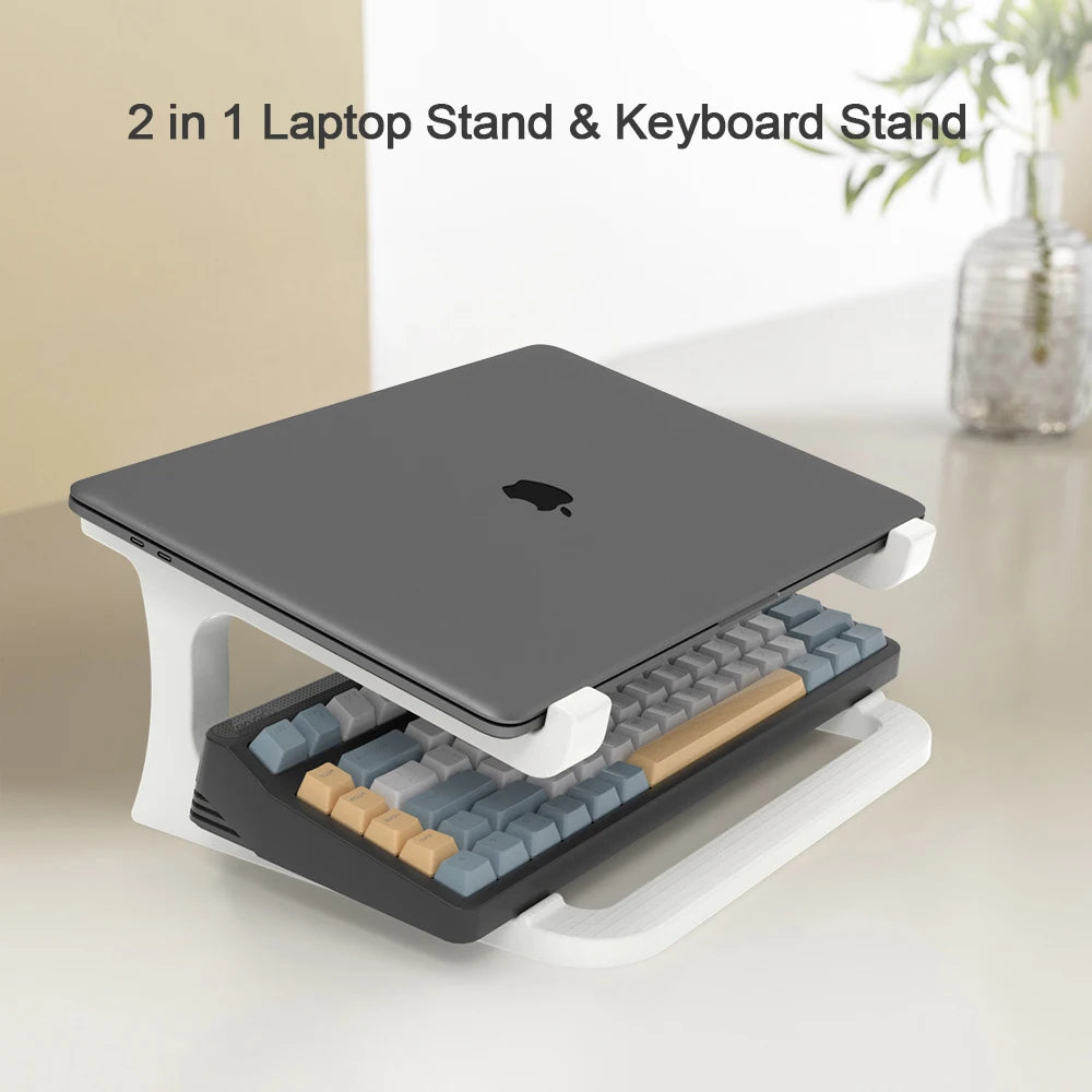 2-in-1 laptop stand and keyboard stand with a laptop on top