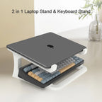 2-in-1 laptop stand and keyboard stand with a laptop on top
