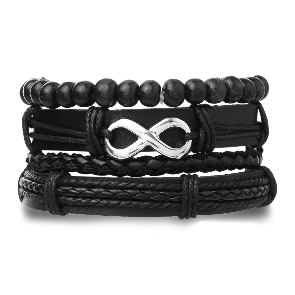 Stacked Bracelet Bangle Chunky Leather