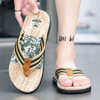 Japanese Wood Grain Flip Flops Summer Beach Thongs