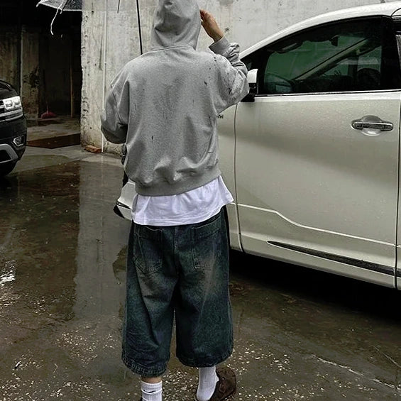 Extra Long Retro Ultra Baggy Denim Shorts Jorts Loose Wide Leg