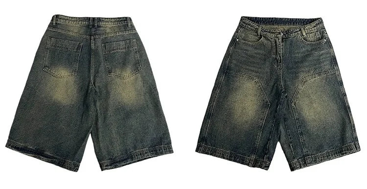 Extra Long Retro Ultra Baggy Denim Shorts Jorts Loose Wide Leg