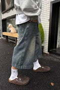 Extra Long Retro Ultra Baggy Denim Shorts Jorts Loose Wide Leg