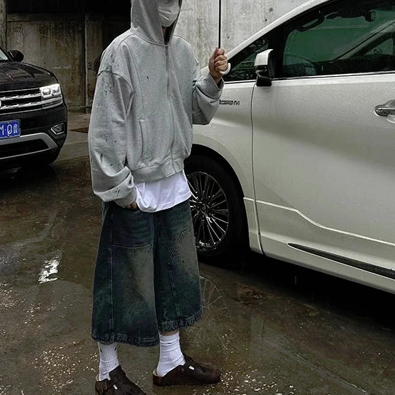 Extra Long Retro Ultra Baggy Denim Shorts Jorts Loose Wide Leg