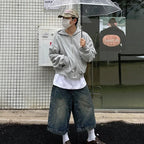 Extra Long Retro Ultra Baggy Denim Shorts Jorts Loose Wide Leg