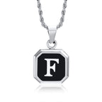 Name Initial Personalised Necklace A-Z Square Stainless Steel Pendant