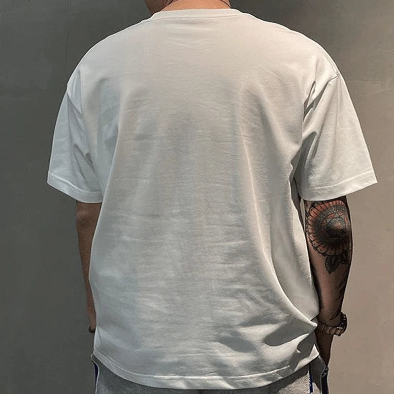 Mens Bold Cross Body Print Tshirt art design cool funky white rear view