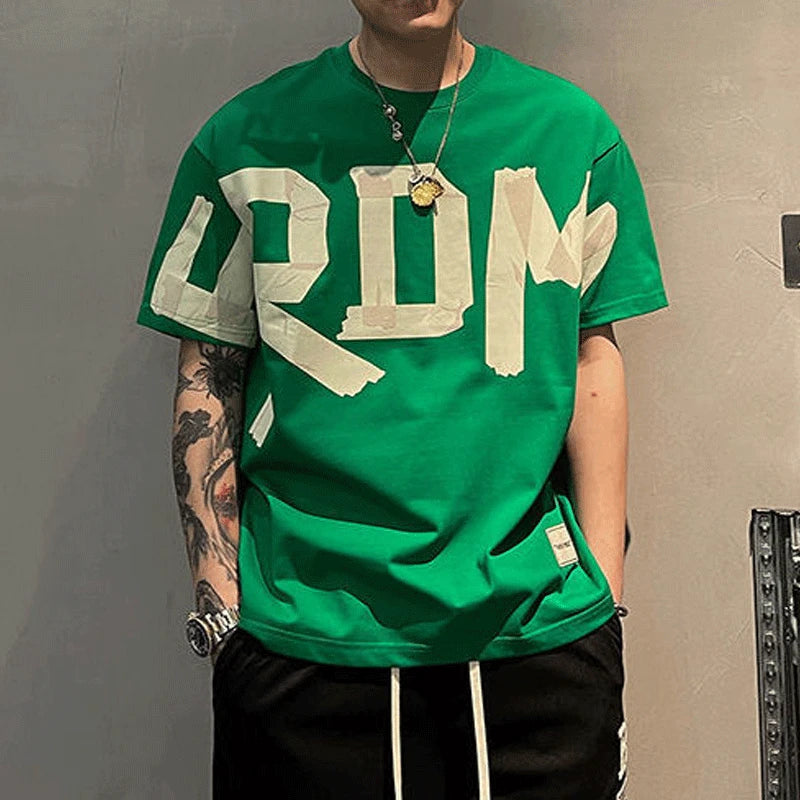 Mens Bold Cross Body Print Tshirt art design cool funky green