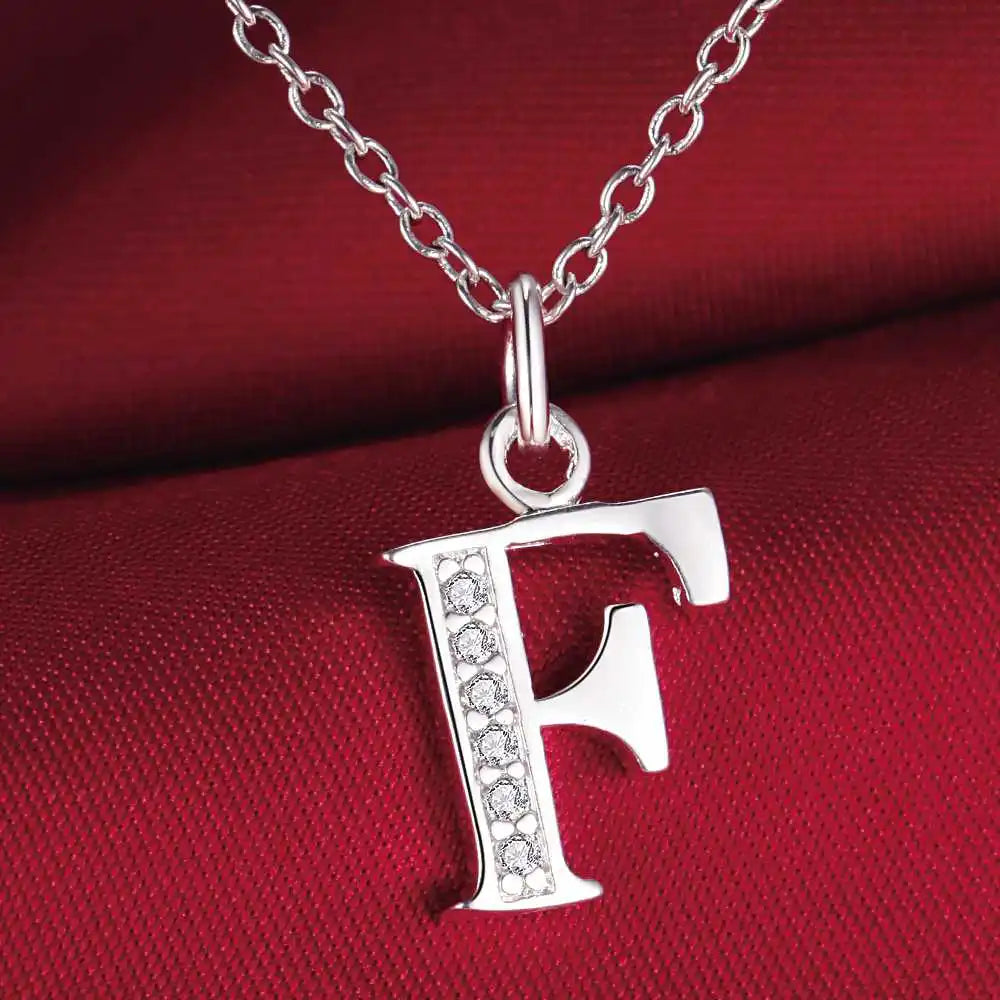 Letters Sterling Silver Necklace Pendant Name Initial