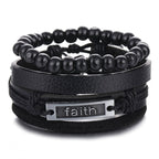 Stacked Bracelet Bangle Chunky Leather