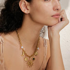 Moon Sun Starfish Pendant Charm Statement Necklace